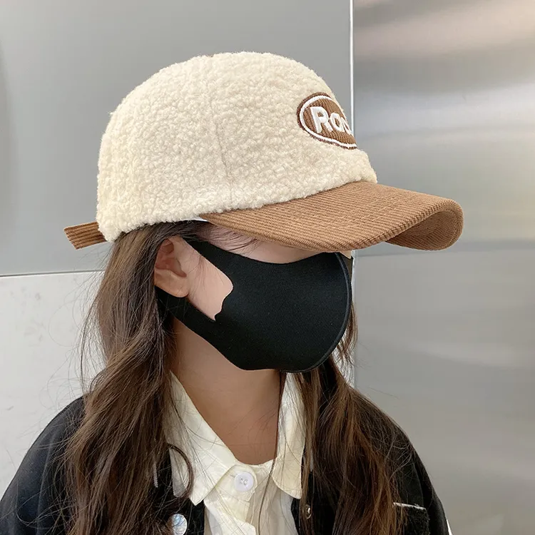 儿童棒球帽男童秋冬款羊羔绒韩版宝宝刺绣鸭舌帽女童加厚保暖帽潮