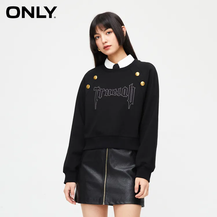 ONLY秋冬刺绣字母套头卫衣慵懒风女装休闲拍照必备衣服|12539S014