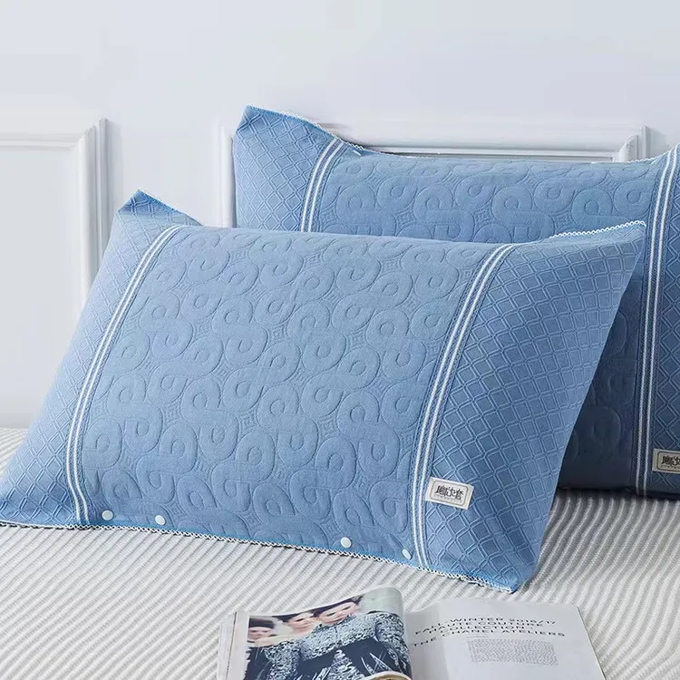 【一对装】纯棉高档魔术枕套纱布枕巾吸汗可固定半包大人枕巾一对商品图