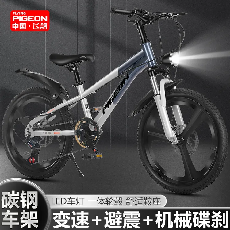 飞鸽儿童自行车男女孩6-8-15岁学生青少年中大童变速山地减震碟刹