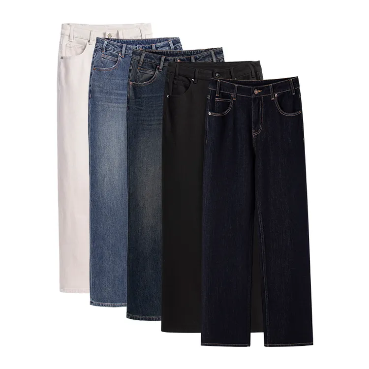 自媒体【长腿标杆】春秋百水洗时尚搭弹力高腰直筒阔腿窄版裤