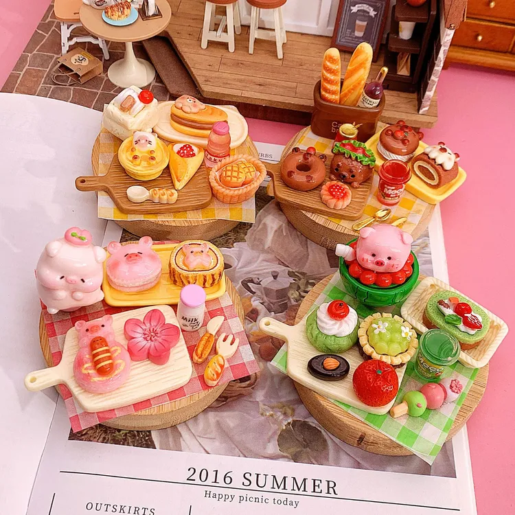 网红食玩手工DYI材料包面包小瓶子便利店树脂微缩食玩冰箱贴摆件
