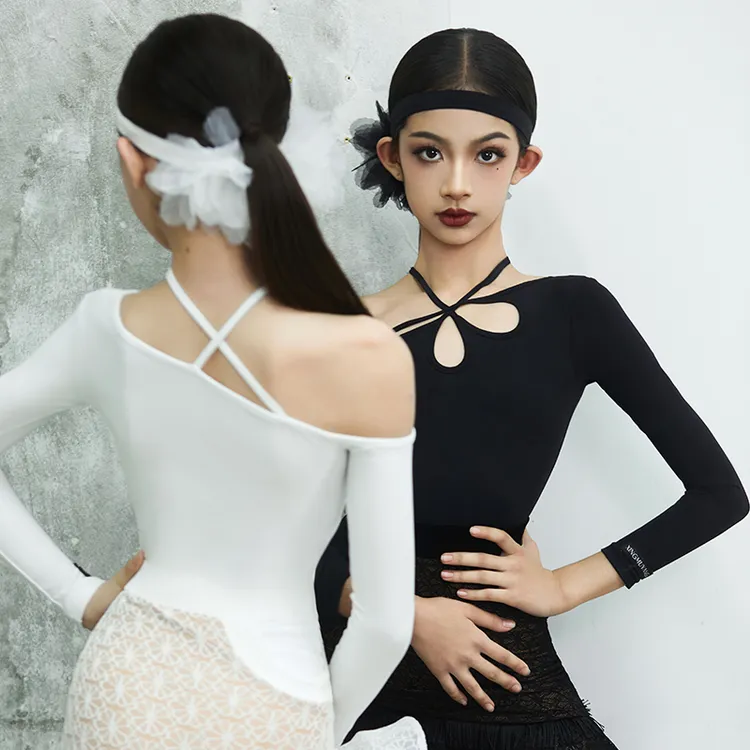 星木漾舞服拉丁舞练习服漏肩蕾丝裙精致镂空显气质女童成人高级感