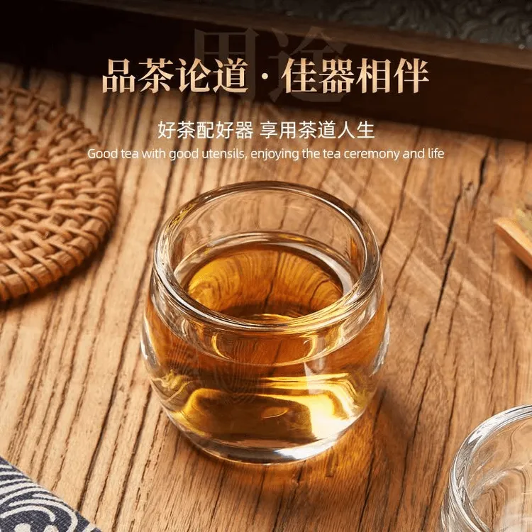 【6只装】加厚水晶扳指杯功夫茶具主人杯酒杯玻璃水杯透明喝水杯商品图