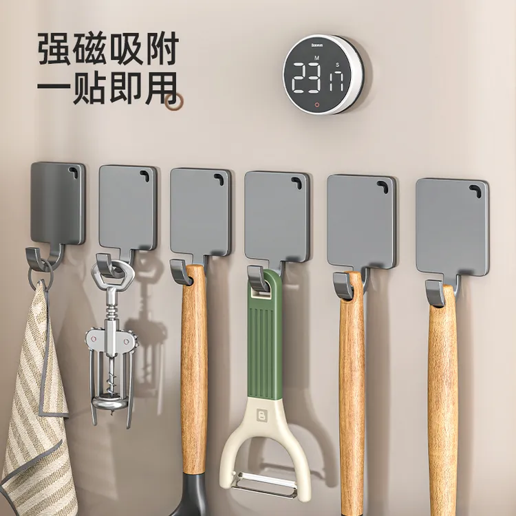 厨房冰箱侧面磁吸挂钩强力吸铁石门后无痕粘钩免打孔家用挂锅铲架