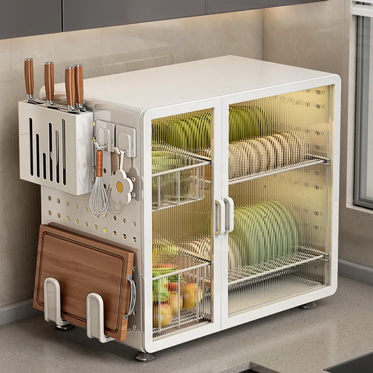 厨房碗柜碗碟收纳架家用放碗盘筷多功能防尘碗架沥水架台面置物架