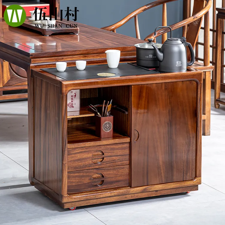 胡桃木茶水柜家用移动阳台烧水壶一体茶桌客厅实木泡茶台茶桌边几