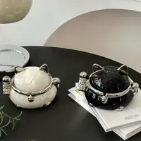 原创设计家用招财猫烟灰缸带盖子防飞灰桌面摆件