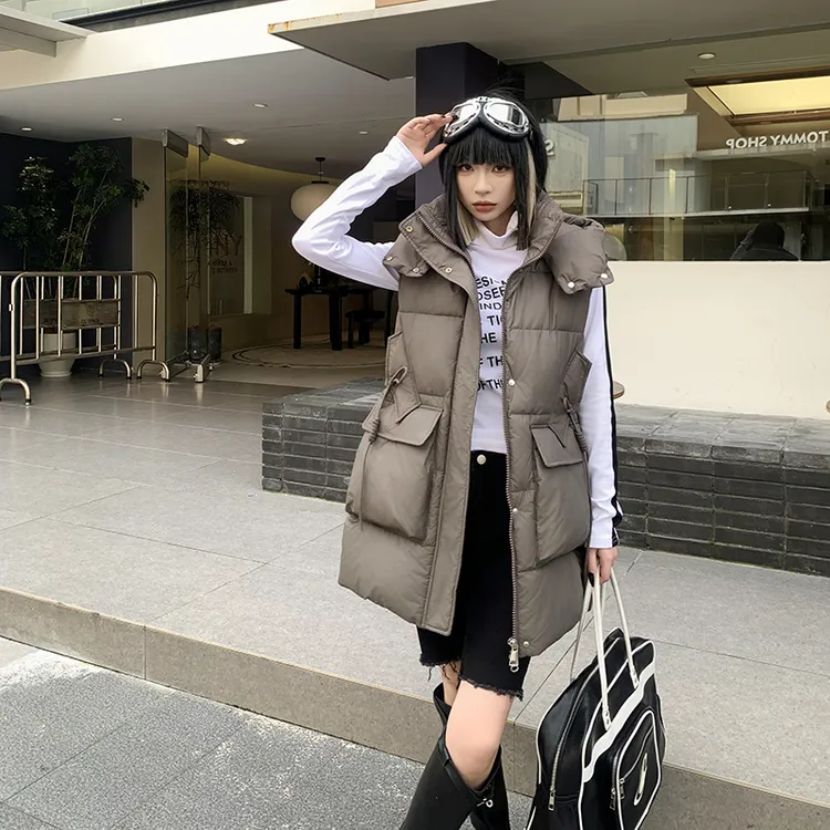 【双十一活动】连帽冬季新款加厚无袖外套大码时尚显瘦秋冬马甲女