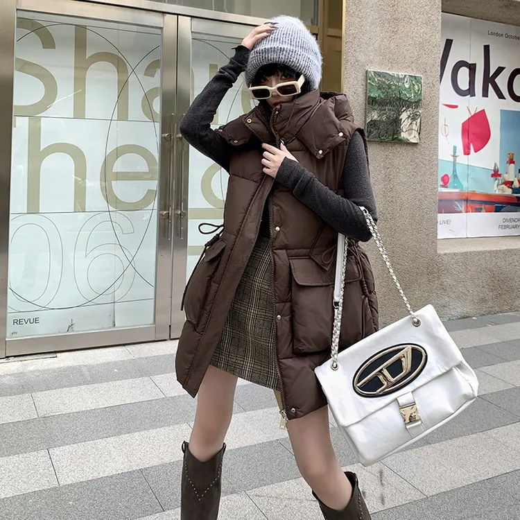 马甲女连帽冬季新款加厚洋气无袖外套大码时尚显瘦秋冬马甲女