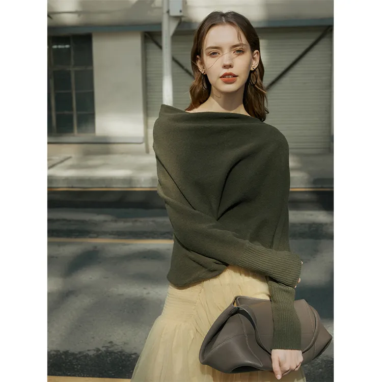 MixSelection｜柔梦 针织上衣秋冬露肩感慵懒感毛衣MSDHY0579