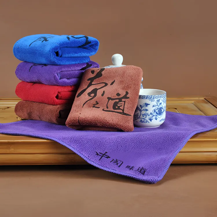 茗匠茶巾茶道用毛巾印花超细纤维小方巾茶具配件茶巾布复古中国风
