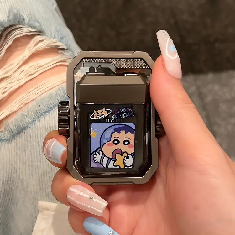 新款旋转陀螺电弧打火机合金炫酷闪灯创意高颜值充电充电打火机