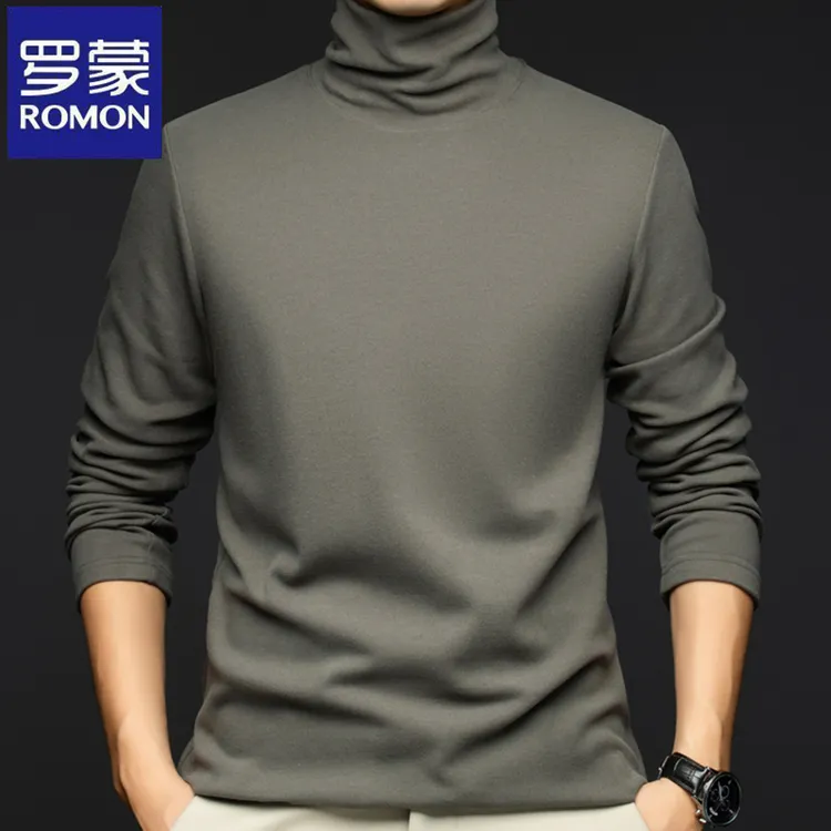 罗蒙秋冬季高领纯色修身打底衫德绒长袖新款韩版卫衣休闲百搭上衣