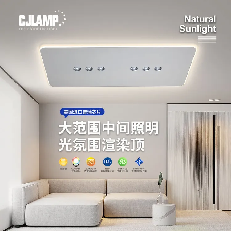 极简客厅吸顶灯超薄带射灯新款极简大厅灯全光谱护眼卧室房间灯具