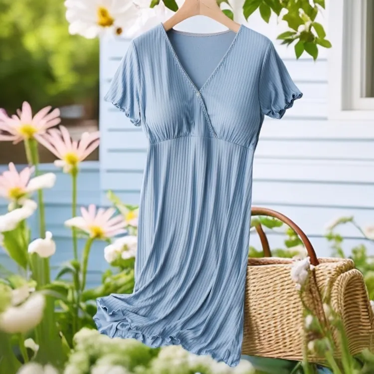 孕妇连衣待产裙月子服睡裙外穿薄款夏季哺乳期喂奶上衣产后外出