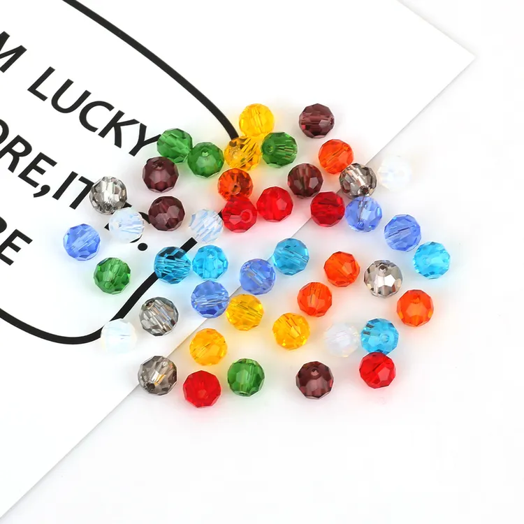 100颗/包彩色玻璃切面球珠diy手工串珠首饰材料配件水晶珠散珠子