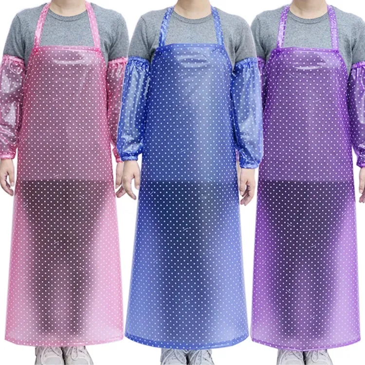 pvc围裙防水防油男女厨房食堂透明塑胶皮加长围腰水产专业工作服