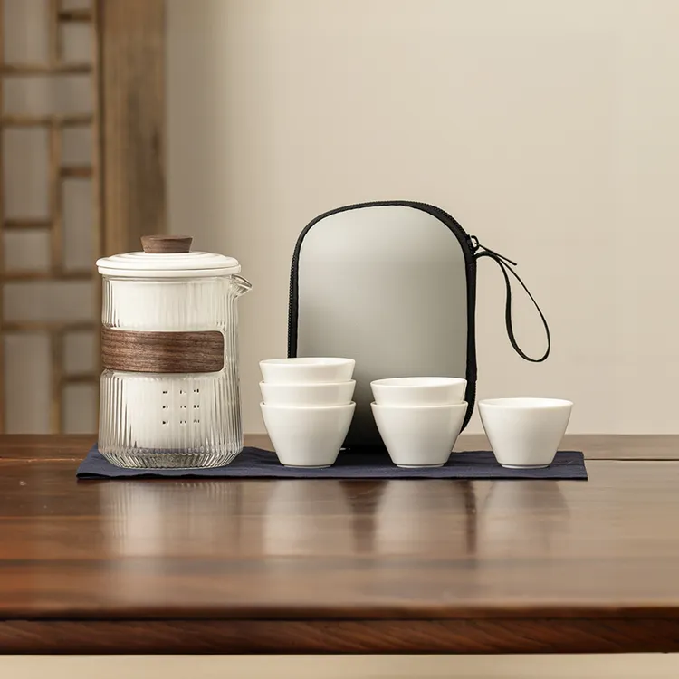 旅行茶具套装户外露营过滤茶壶快客杯一壶六杯家用便携式便携茶具