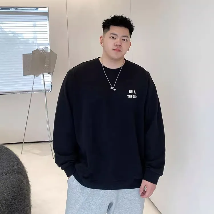 潮牌大码秋冬季潮流套头卫衣男胖子加肥加大宽松休闲圆领长袖上衣