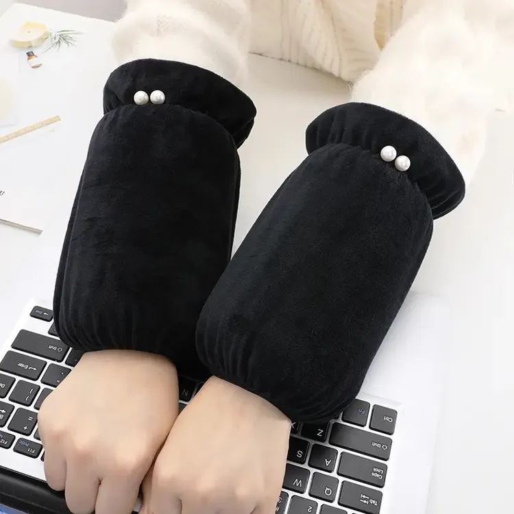 短款珍珠绒布袖套女士冬季防污套袖办公室上班防脏袖头羽绒服护袖