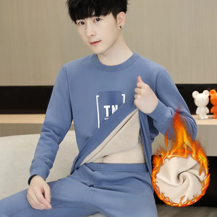 冬季加绒加厚保暖内衣单/套装男士秋衣秋裤青少年打底防寒保暖衫