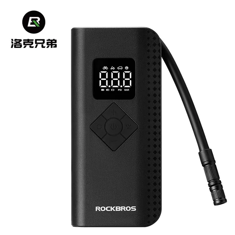 洛克兄弟电动打气筒无线高压便携充气汞自行电动车汽车迷你充气宝