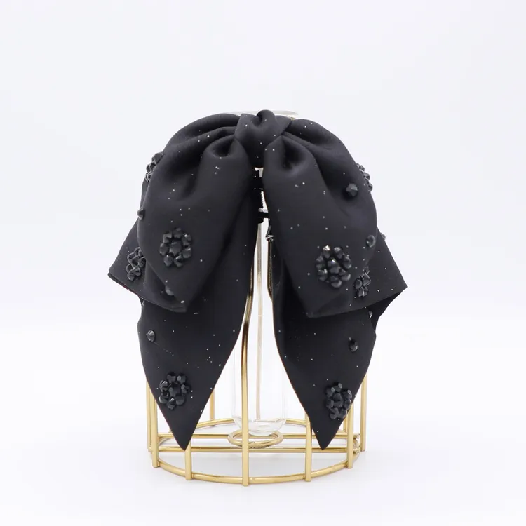 高级感花语抓夹2024新款气质优雅黑色蝴蝶结发夹女法式百搭发饰