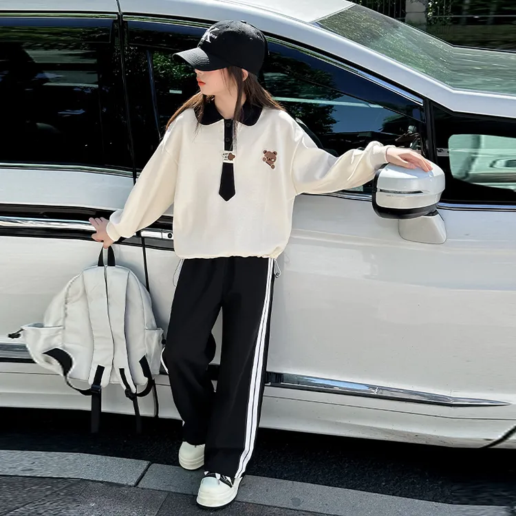 女童秋季PLOL衫卫衣套装2025新款百搭休闲裤儿童秋装时髦两件套潮