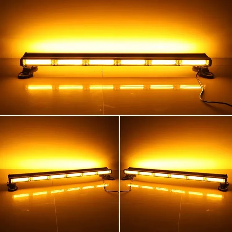 高亮度COB救援汽车警示爆闪灯工程车强磁吸顶长条闪光杠灯清障车