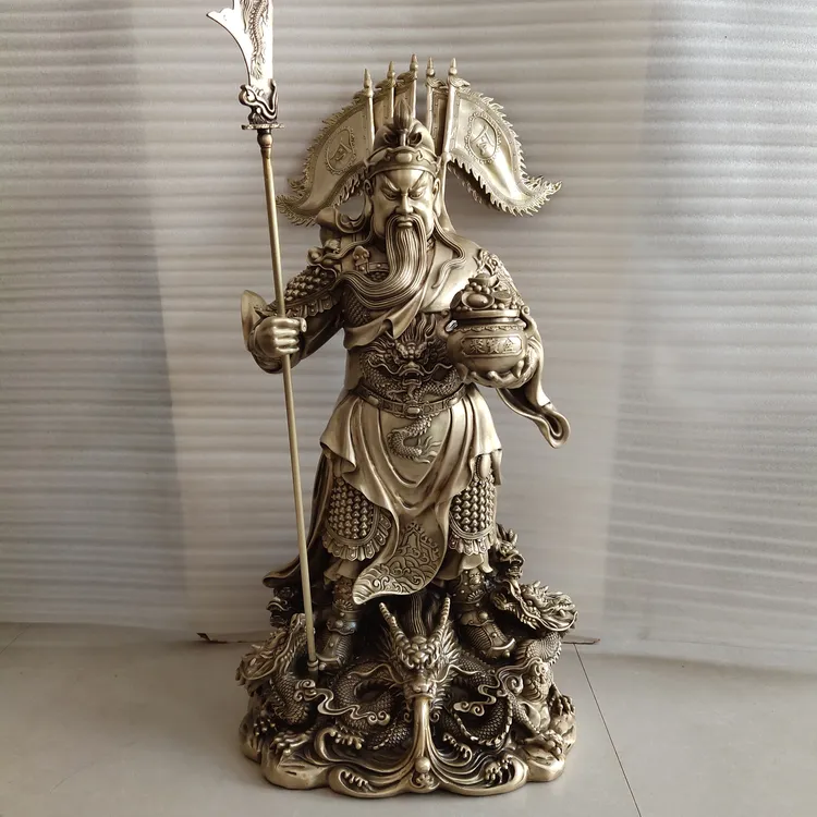 纯铜竖刀拖宝九龙关公