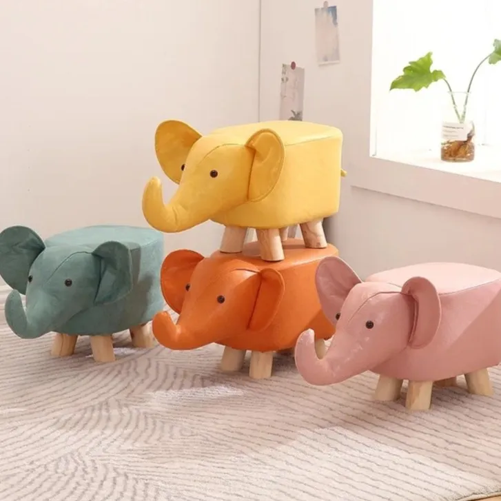 科技布小象换鞋凳家用木板凳动物小凳子矮凳卡通创意小板凳时尚