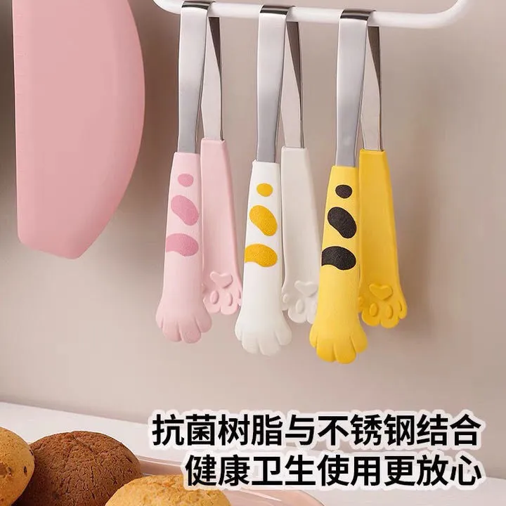日式创意可爱猫爪不锈钢食品夹烘焙夹沙拉面包夹甜点夹烧烤夹子