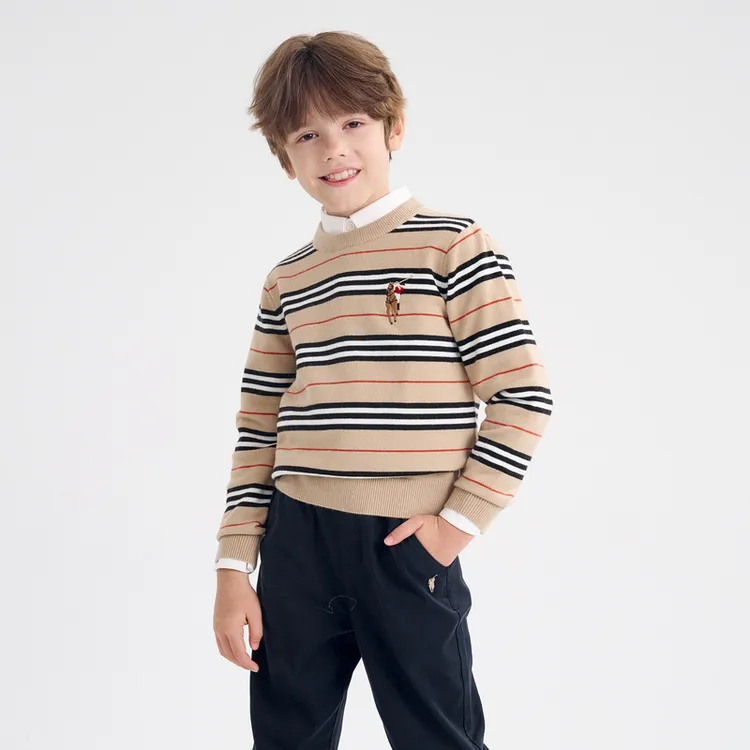 POLOWALK童装新品套头圆领长袖大童男童针织衫AMRW432C0951