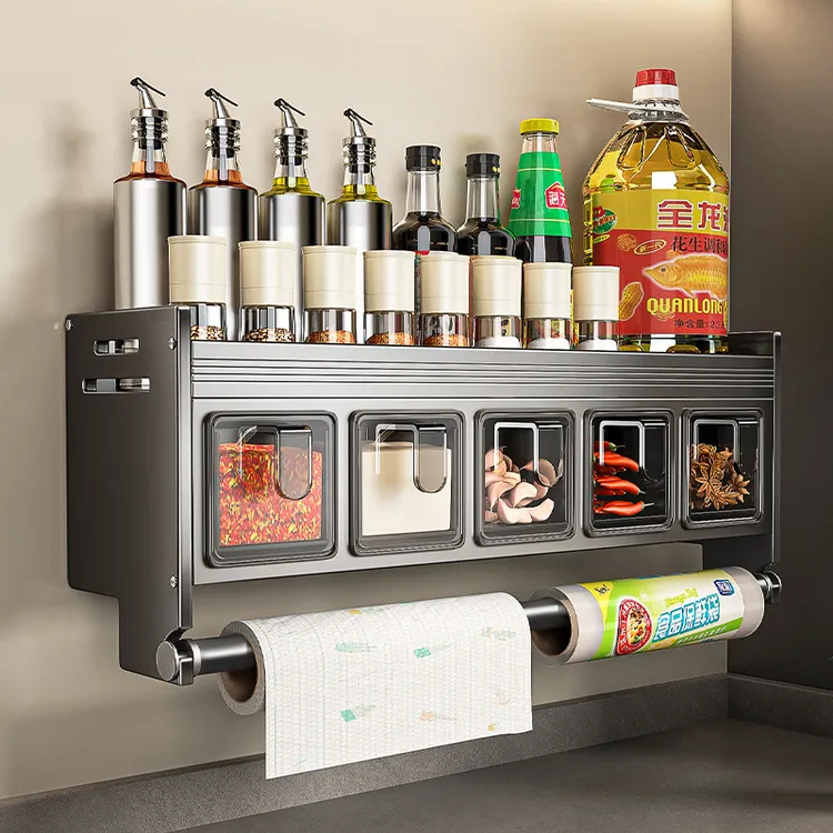家用厨房调料置物架免打孔壁挂多功能调味品组合套装调料盒罐厨房