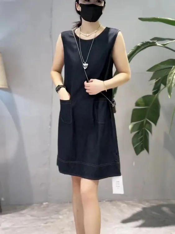 女森说新款夏季薄款时尚无袖牛仔裙减龄宽松显瘦气质女装连衣裙