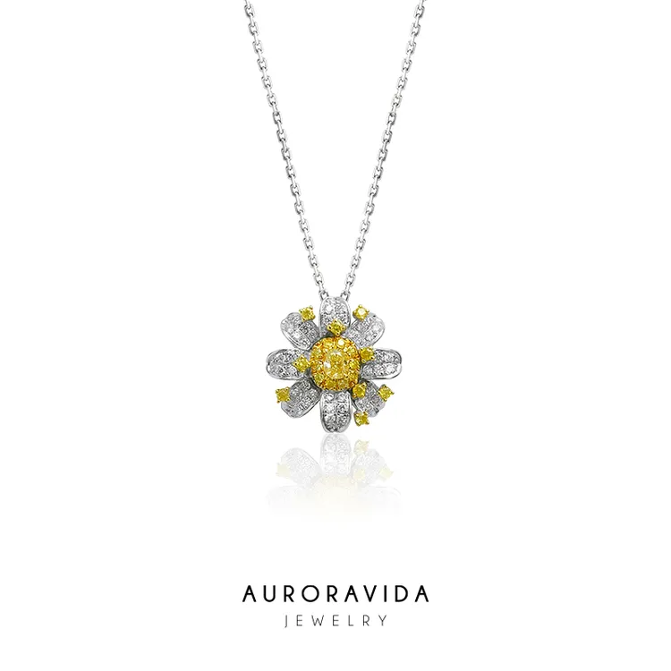 AURORAVIDA18k金钻石黄钻轻奢设计感精致项链
