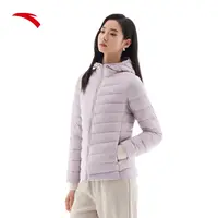 安踏轻薄羽绒服女冬季新款连帽防泼水保暖修身显瘦羽绒外套
