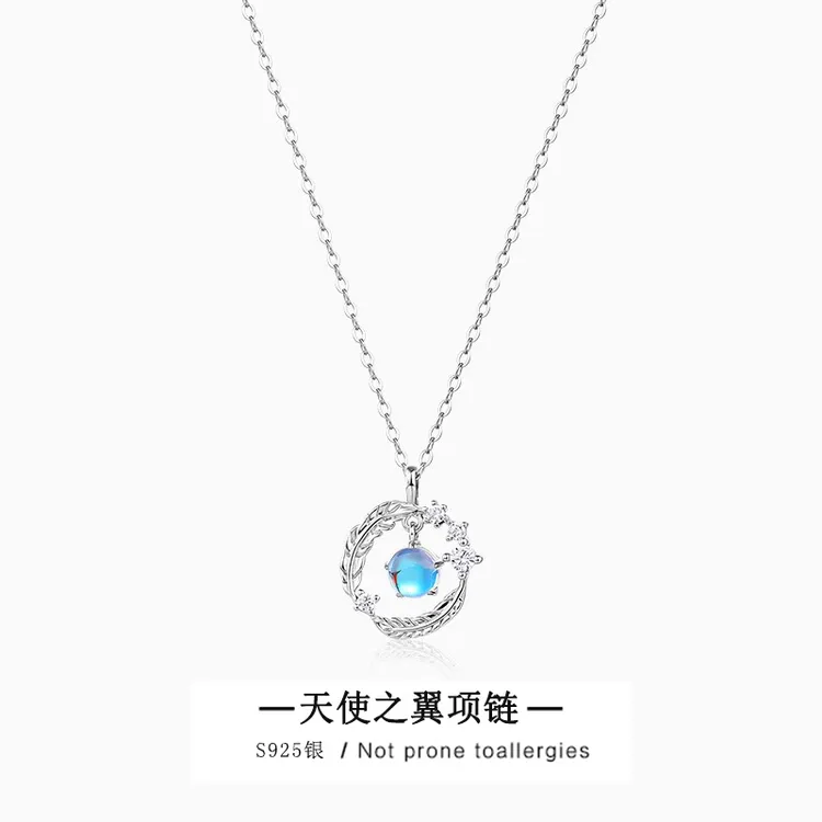 唯钰饰卿 坠链均925银 天使之翼项链轻奢小众锁骨链时尚百搭气质