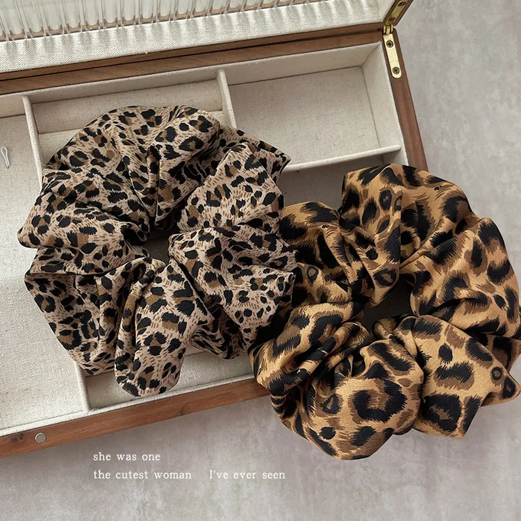 欧美百搭千禧辣妹豹纹大肠发圈女马尾辫头圈发绳橡皮筋配饰气质