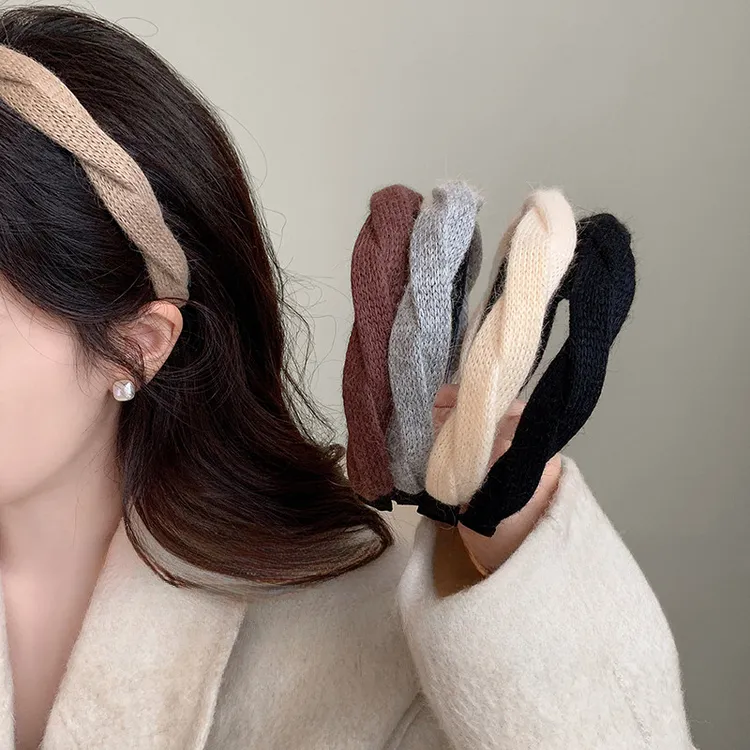 温柔针织麻花毛线发箍女毛绒绒带齿防滑压发头箍早春洗脸发饰发卡