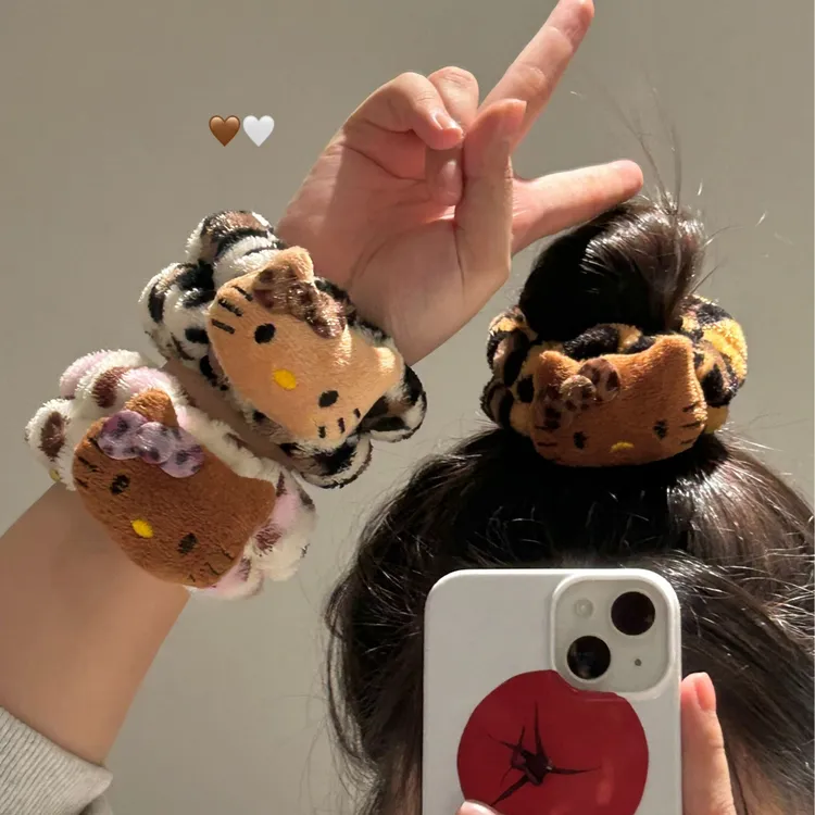 豹纹kt猫洗脸手腕带束发带神器弹力松紧袖口吸水速干手环洗漱防湿