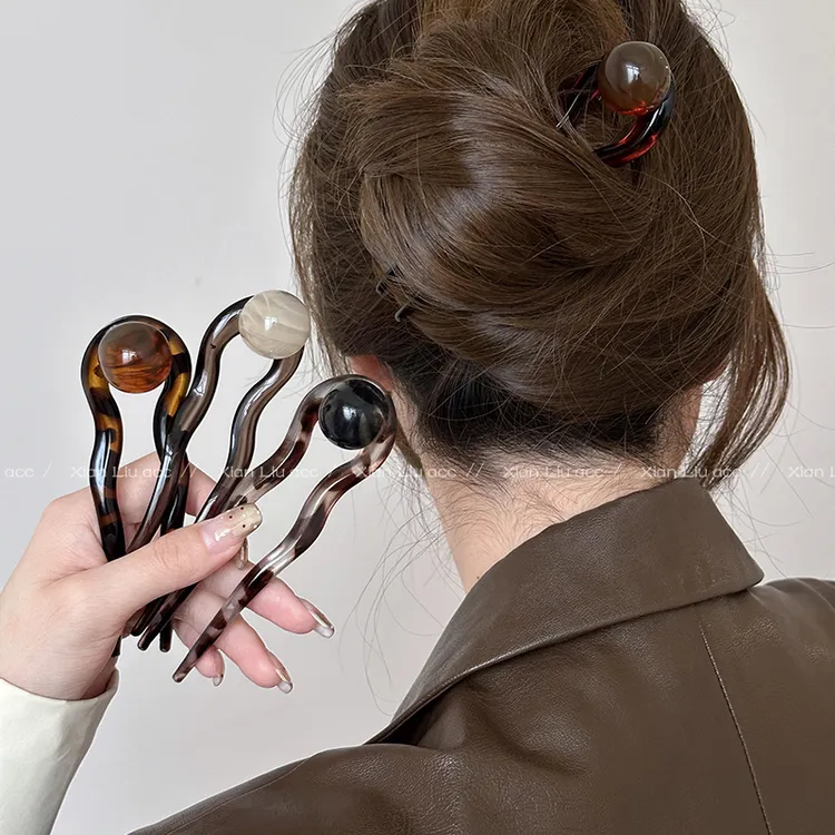 复古新中式U型发簪女高级感丸子头盘发头饰2025新款簪子气质发饰
