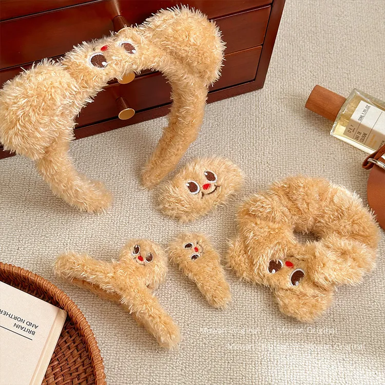 可爱毛绒小黄熊发箍女2025新款高颅顶压发卡洗脸头箍精致发捆发饰