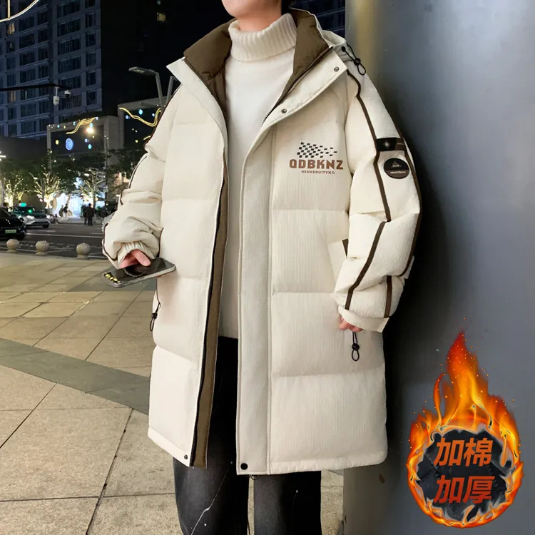 青少年男孩连帽潮流帅气冬季休闲棉服中长款棉衣加厚棉袄保暖外套