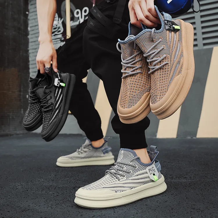 潮流男鞋夏季透气网面飞织运动休闲跑鞋椰子网鞋2024新款跑步潮鞋