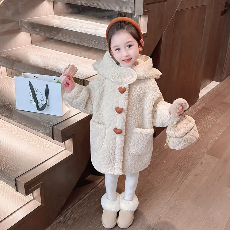 女童外套羊羔绒新款毛毛衣儿童装时尚洋气呢大衣加绒加厚冬装