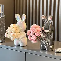 轻奢陶瓷捧花兔子网红客厅摆件创意摆件入门玄关摆件软装家居好物