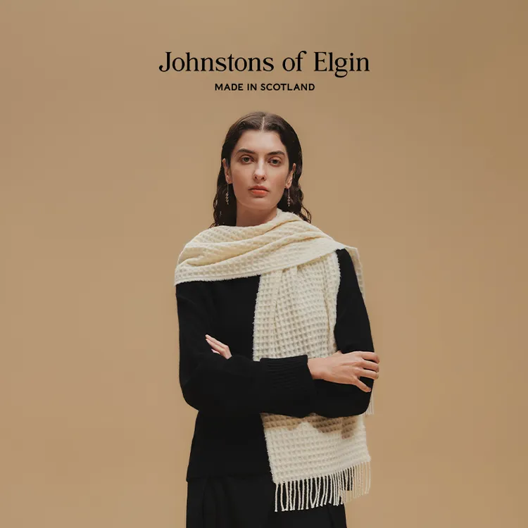 天然未染色华夫格工艺羊绒围巾