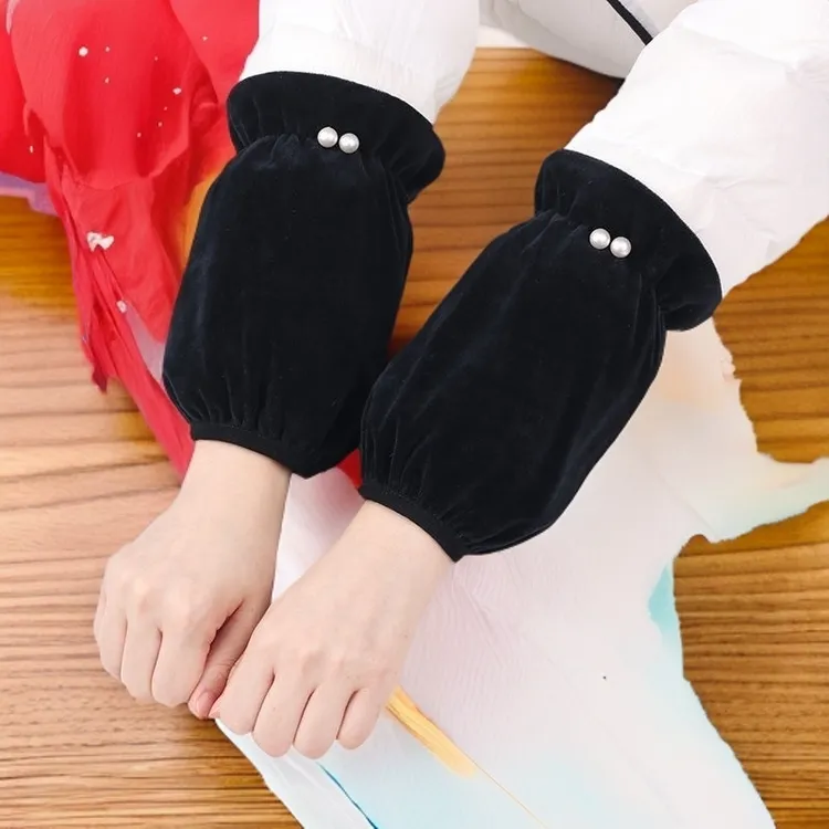 袖套女白色秋冬绒布防污套袖学生纯色棉服防脏羽绒服袖口防污手袖
